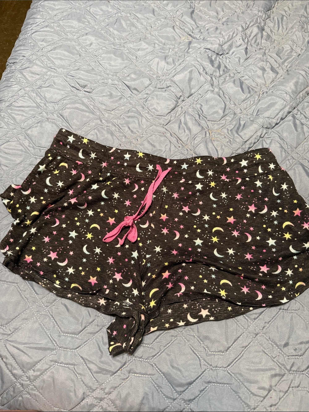 Black Star & Moon Sleep Shorts with Pink Drawstring